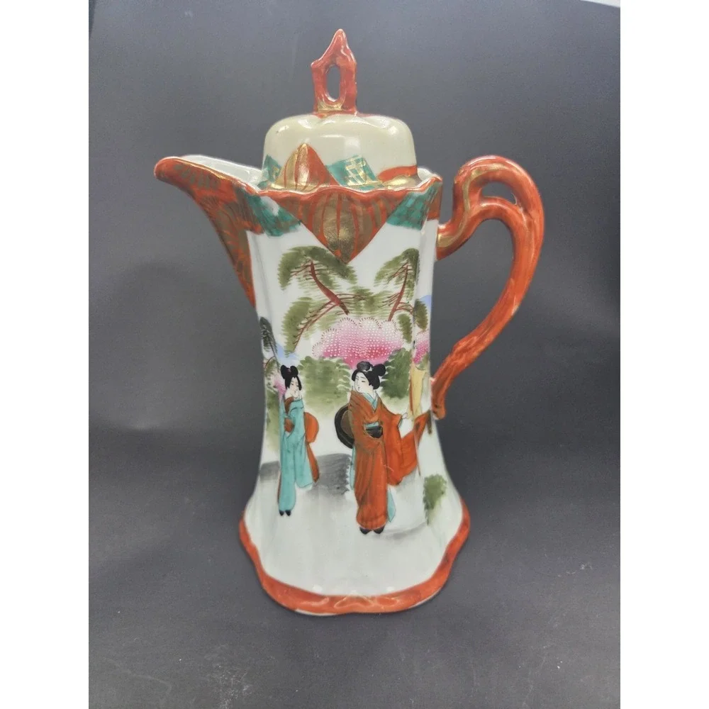 Chocolate Cocoa Pot Vintage Geishaware Satsuma Japanese Interwar Era 1921-1940